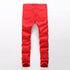 Zipper Elasticity Mid Waist Jeans Straight Pants Skinny Men's Jeans